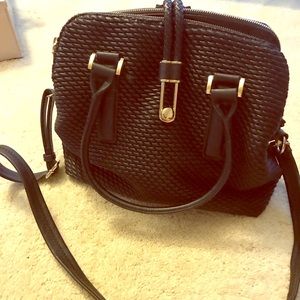 Black Shoulder Bag with Gold Hardware